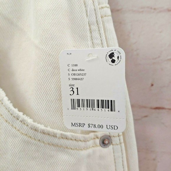 Free People We The Free Brea Distressed Denim Skirt Frayed Hem Deco White 31 Nwt - Picture 7 of 8